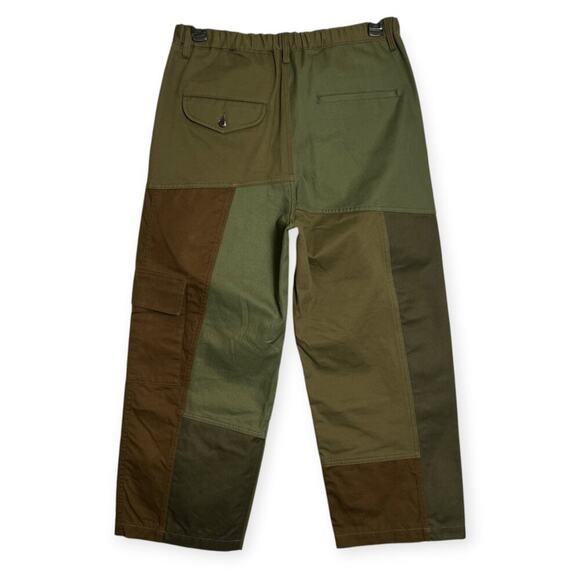 NEW KUON Patchwork Utility Trousers SIZE L Green Wide Leg Cargo Pocket JAPAN NWT - Picture 2 of 11